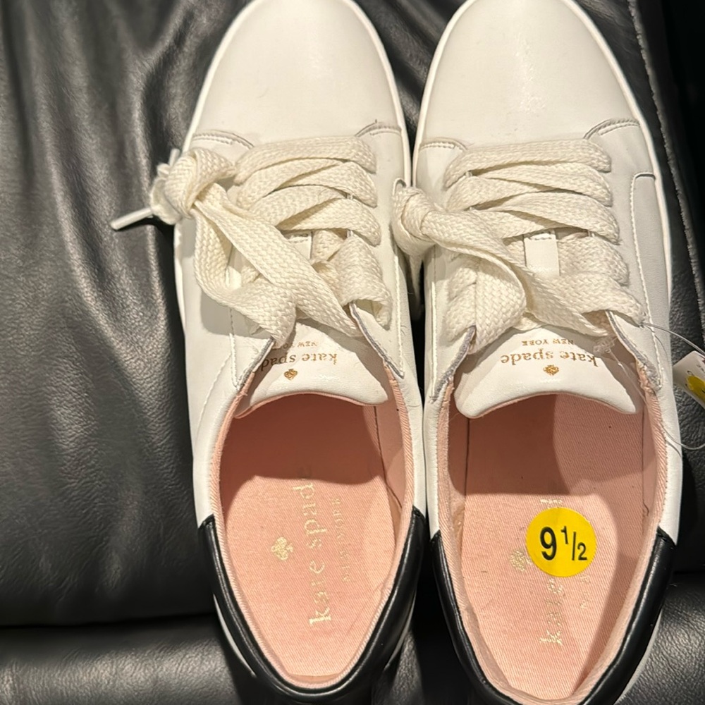 Kate Spade sneakers white with black on heel. Size 9.5